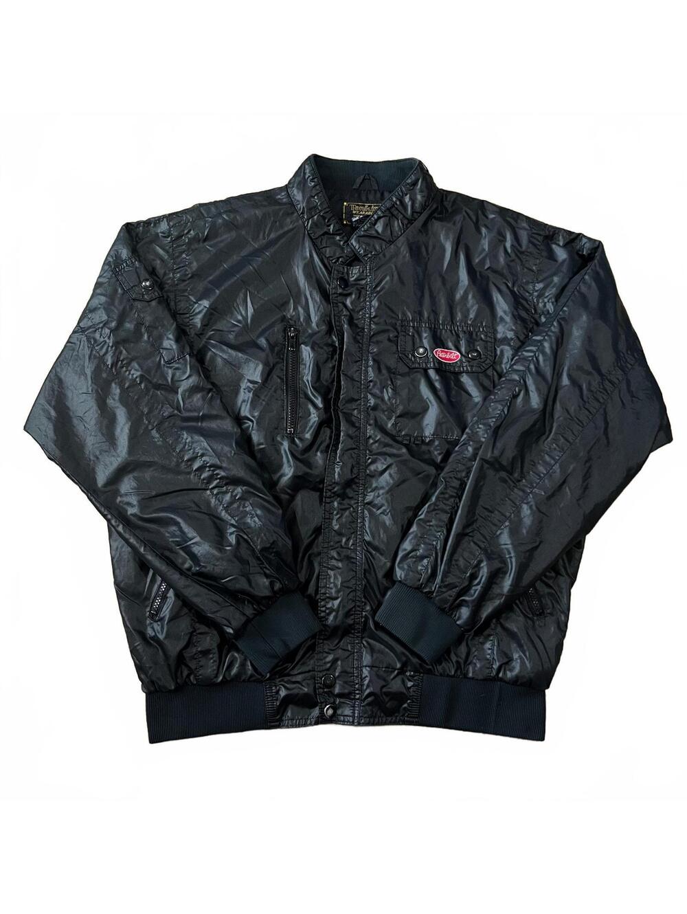 Vintage Peterbilt Trucker Windbreaker Jacket Black Nylon Size Large (flaw)
